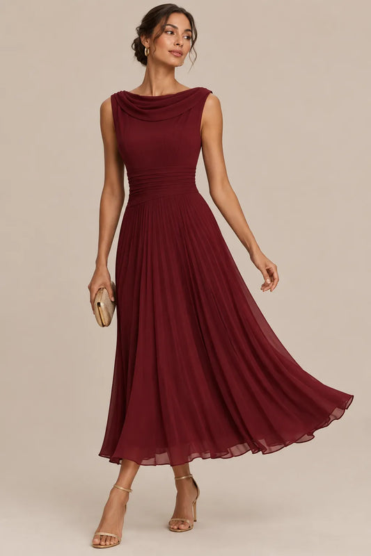 Pleatise | Ärmelloses Plisseekleid In Midilänge