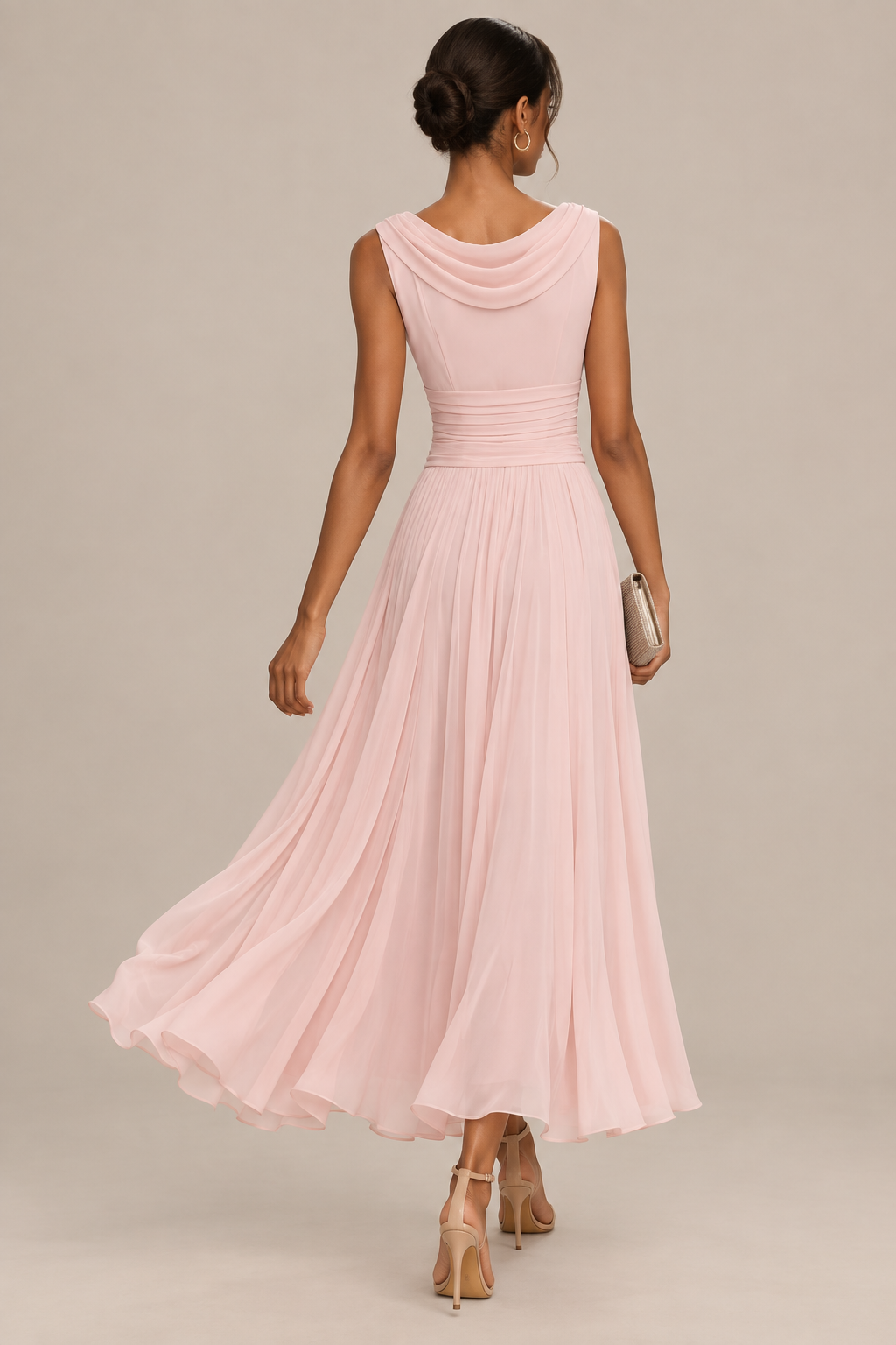 Pleatise | Ärmelloses Plisseekleid In Midilänge
