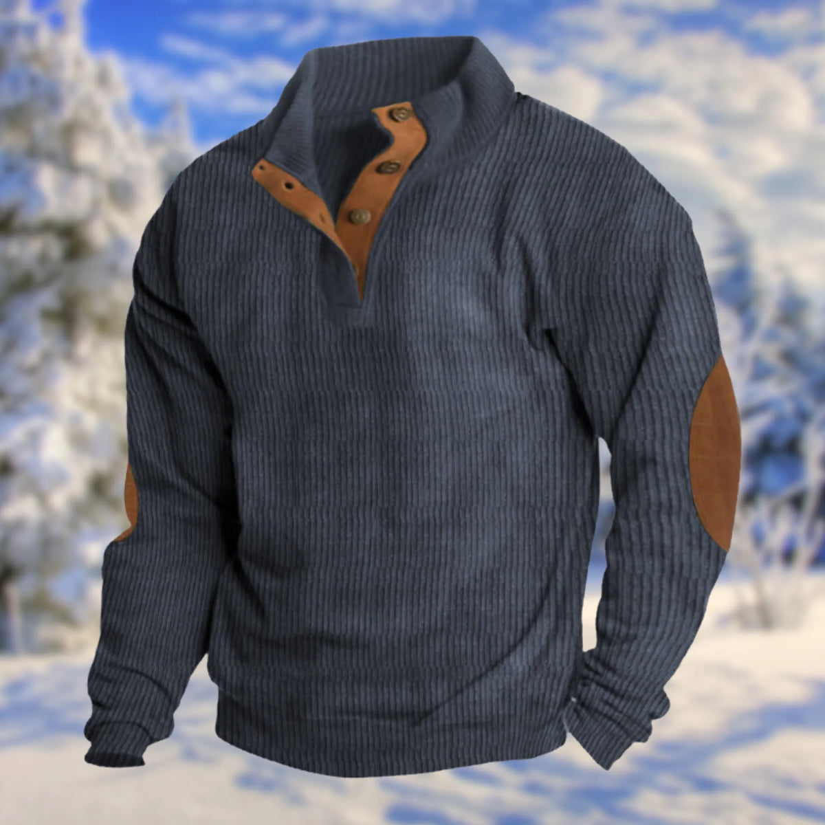 Pullover Herren | Knopfleiste & Ellenbogen-Patches