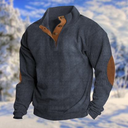 Pullover Herren | Knopfleiste & Ellenbogen-Patches