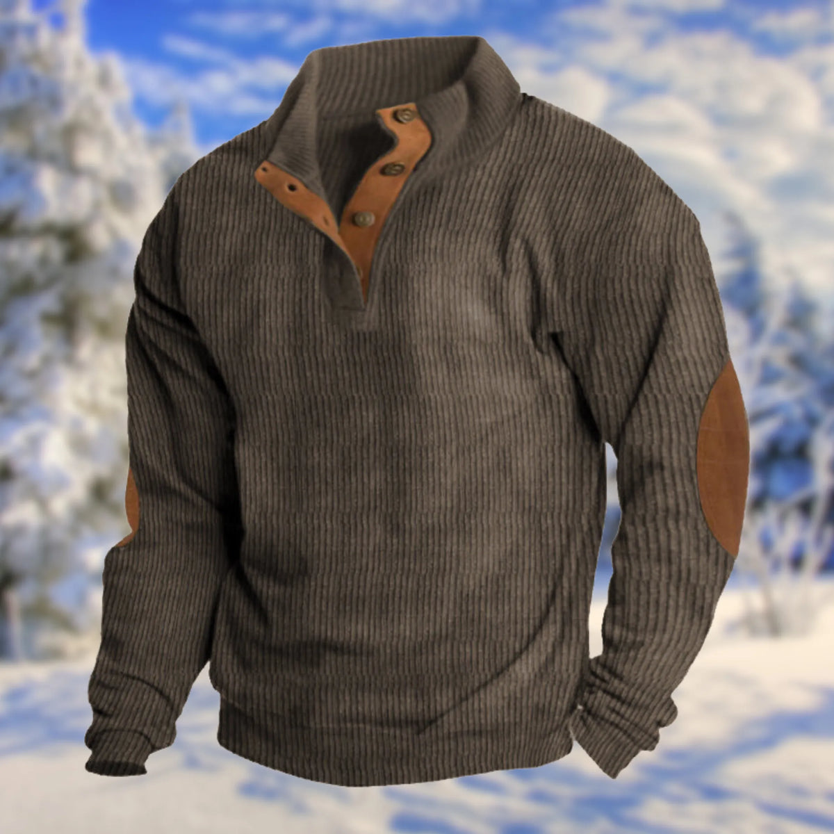 Pullover Herren | Knopfleiste & Ellenbogen-Patches