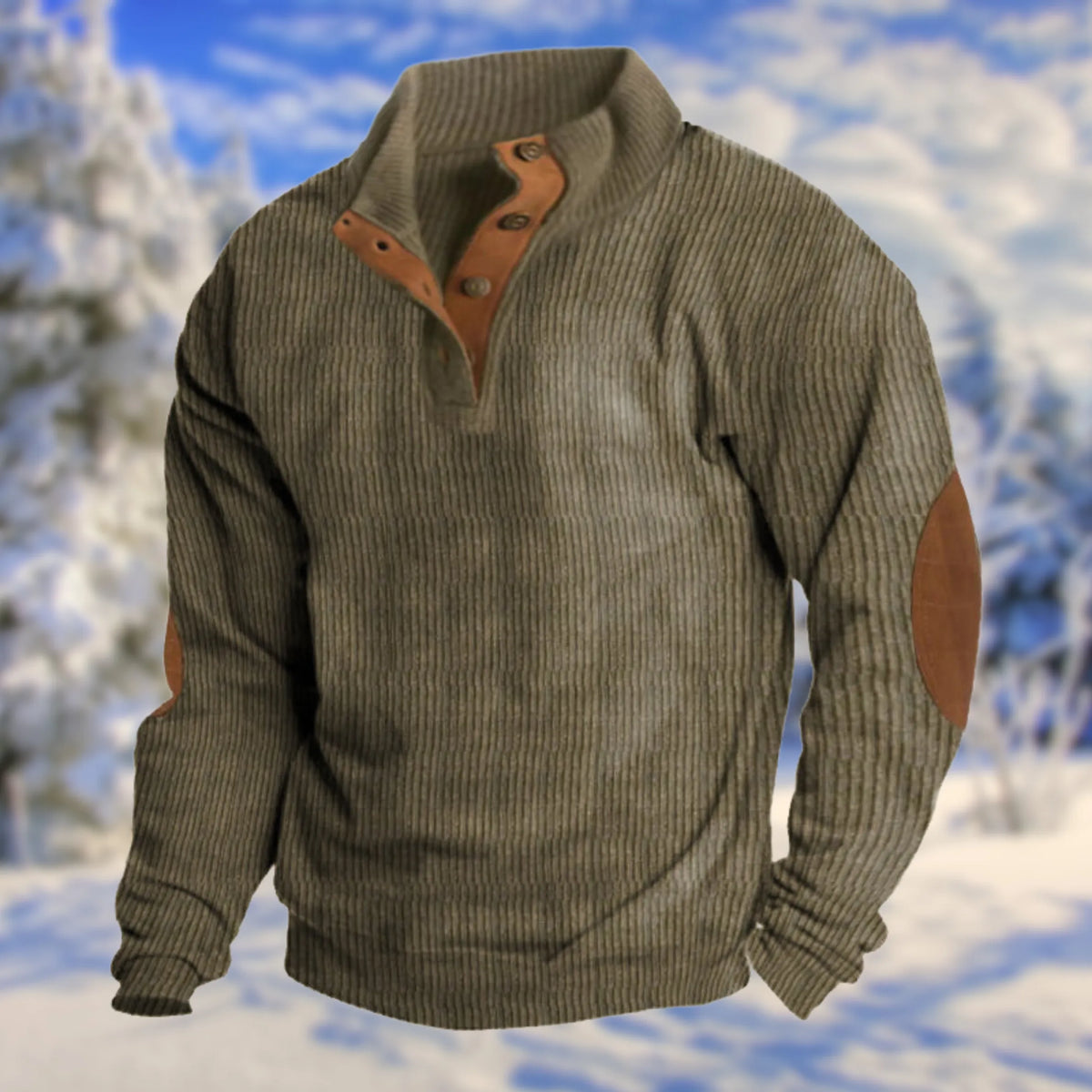 Pullover Herren | Knopfleiste & Ellenbogen-Patches
