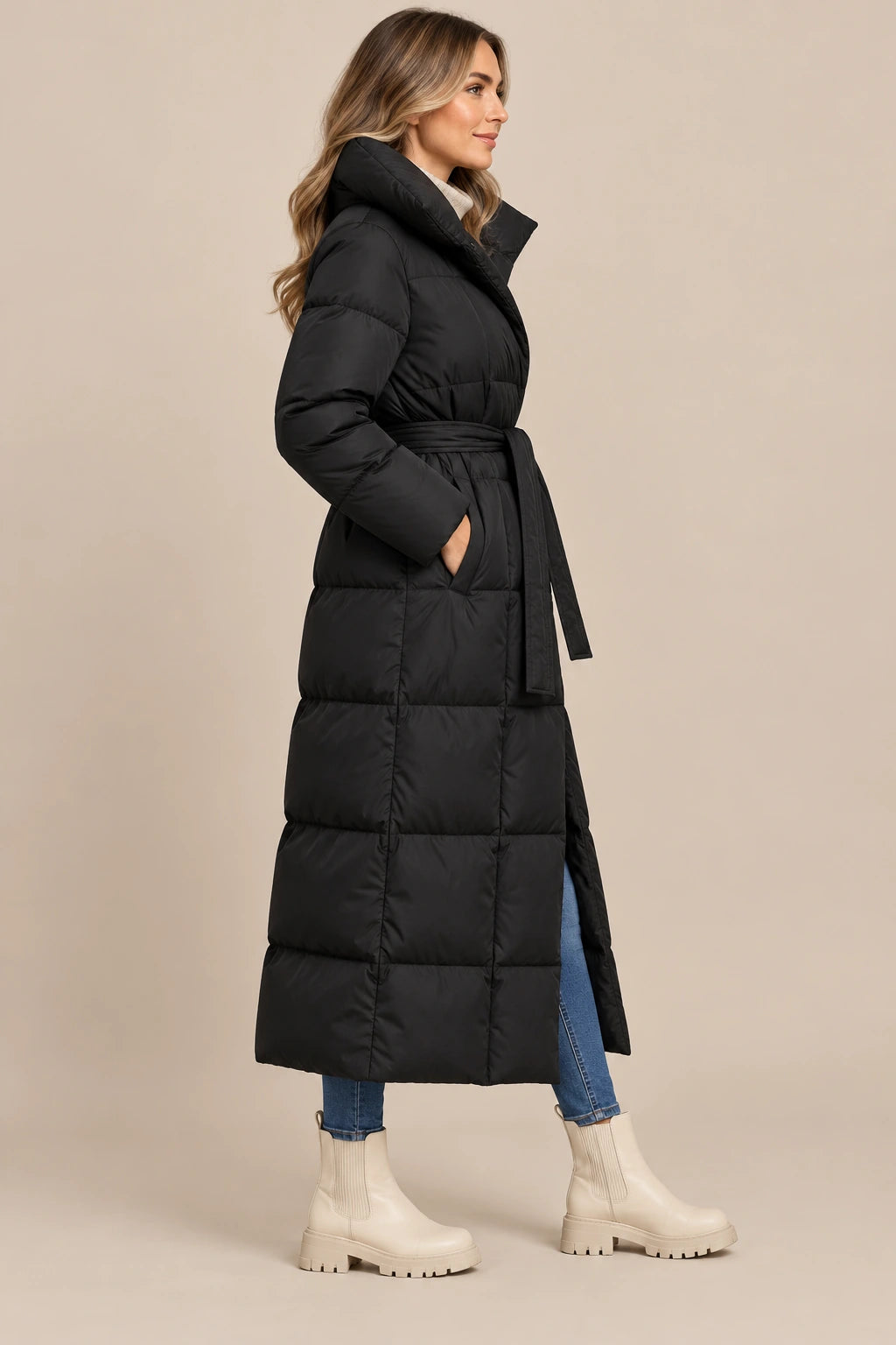 Quiltis | Steppjacke Damen mit langem Schnitt und Stehkragen