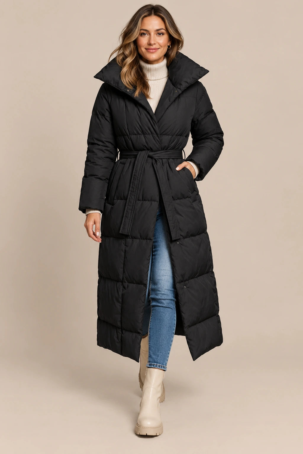 Quiltis | Steppjacke Damen mit langem Schnitt und Stehkragen