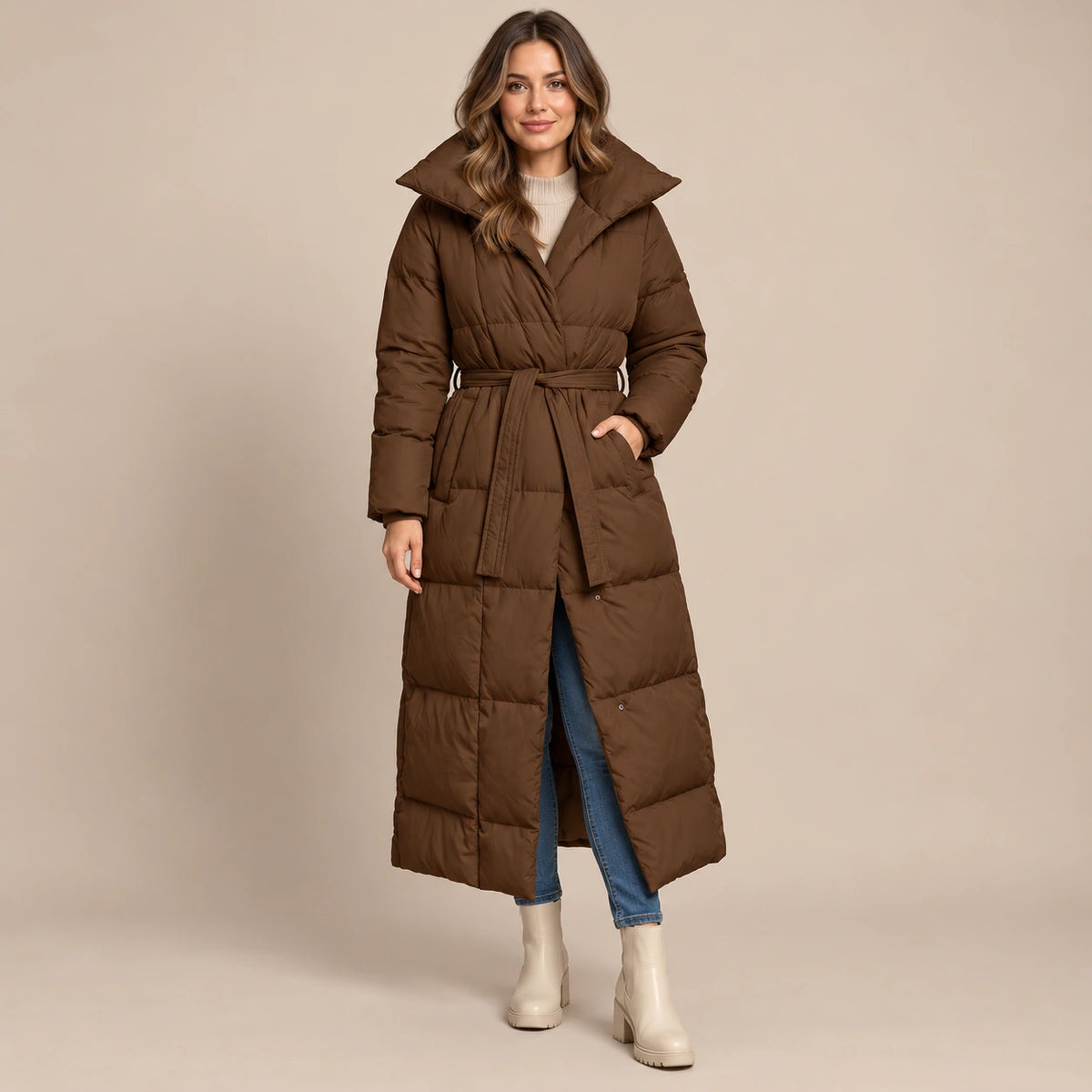 Quiltis | Steppjacke Damen mit langem Schnitt und Stehkragen