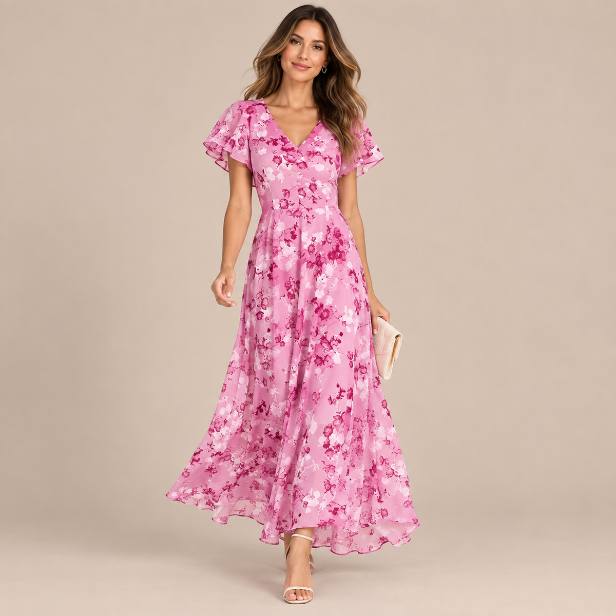 Rena | Winterkleid Damen mit Blumenmuster