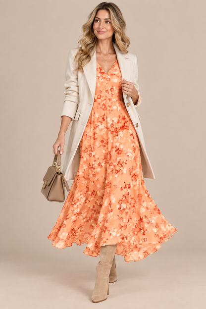 Rena | Winterkleid Damen mit Blumenmuster