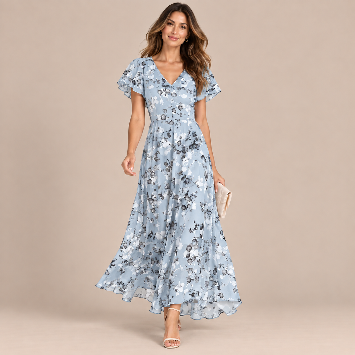 Rena | Winterkleid Damen mit Blumenmuster