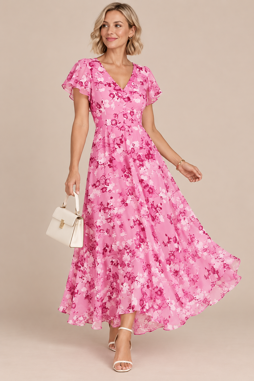 Rena | Winterkleid Damen mit Blumenmuster