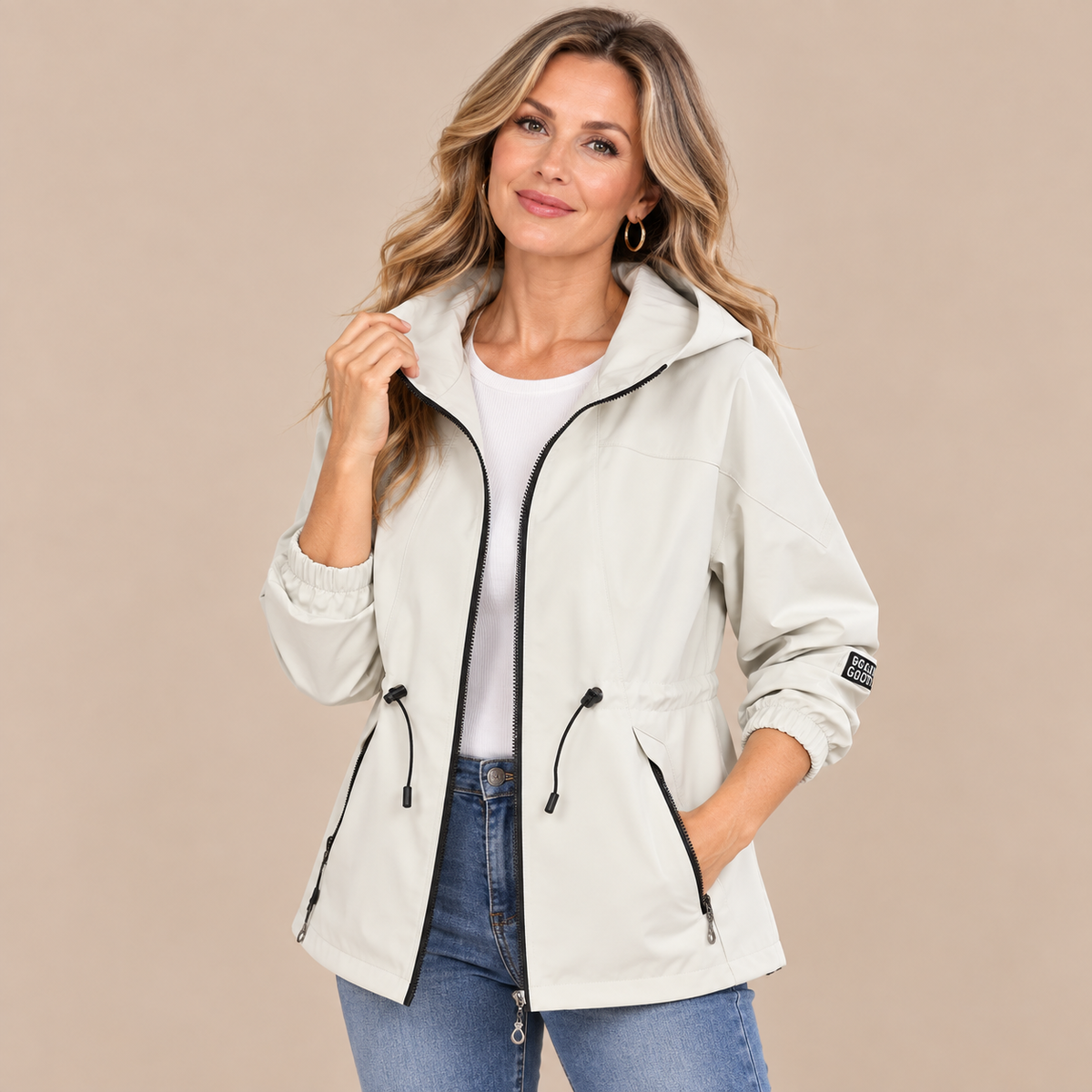 Reva | Regenjacke mit Kapuze und verstellbarer Taille