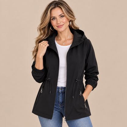 Reva | Regenjacke mit Kapuze und verstellbarer Taille