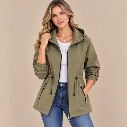 Reva | Regenjacke mit Kapuze und verstellbarer Taille