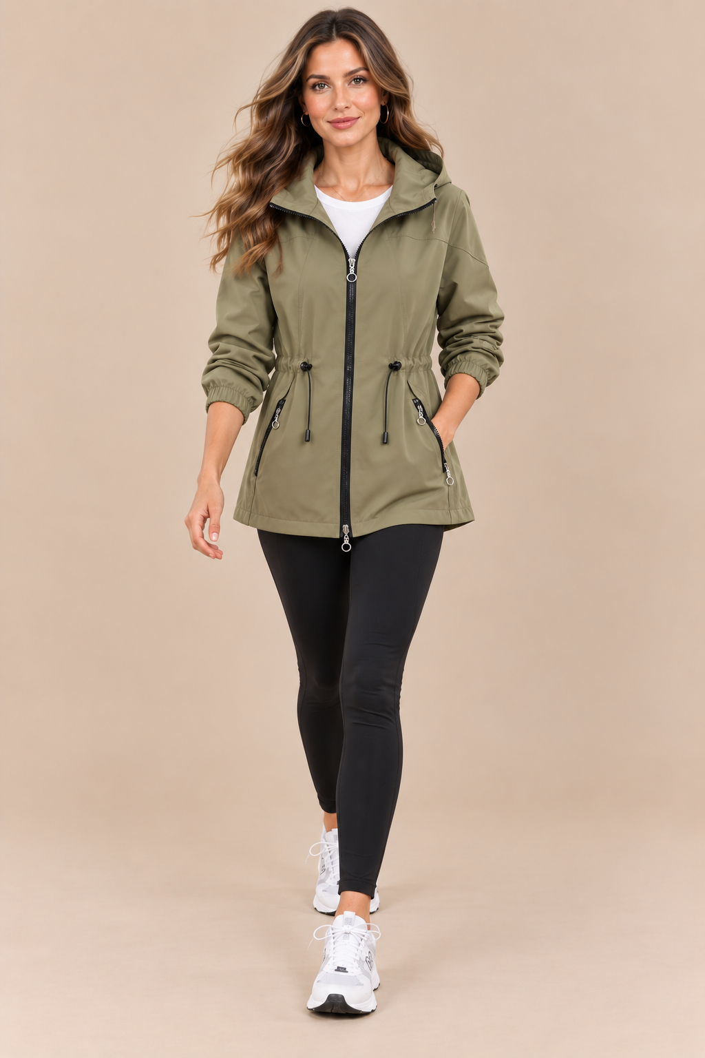Reva | Regenjacke mit Kapuze und verstellbarer Taille