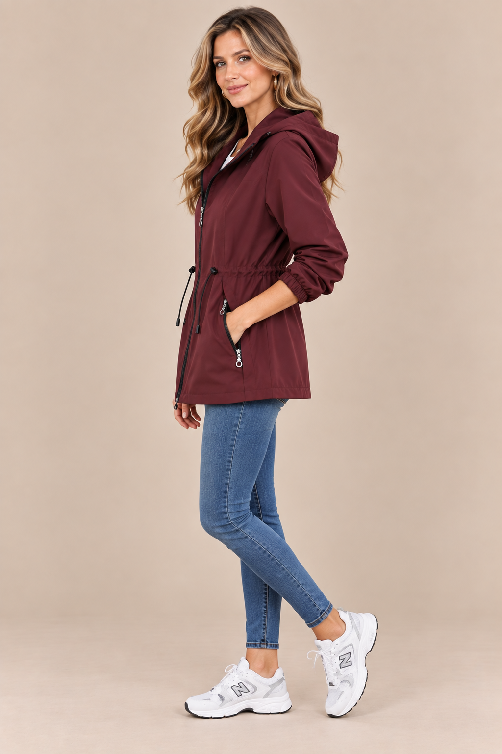 Reva | Regenjacke mit Kapuze und verstellbarer Taille