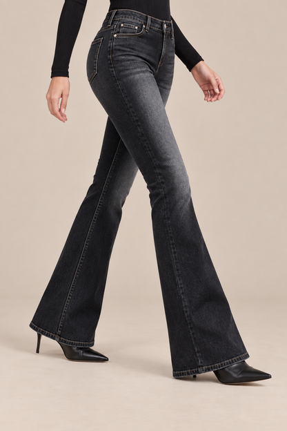 Rhein | Jeans Damen mit niedriger Taille und ausgestelltem Bein