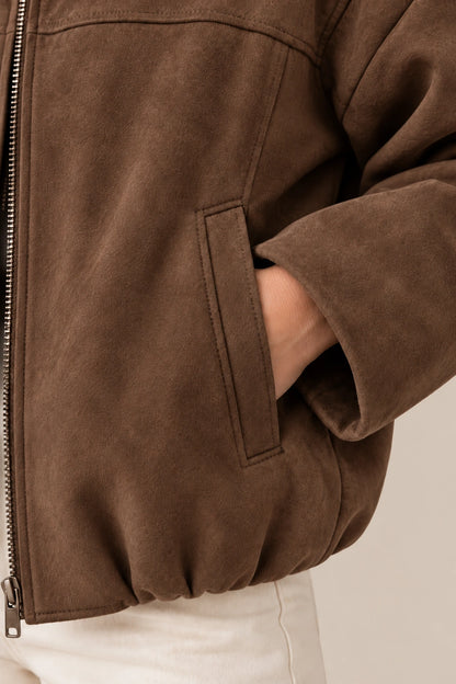 Rovi | Lässige Herbstjacke in Kaffeebraun mit Umlegekragen