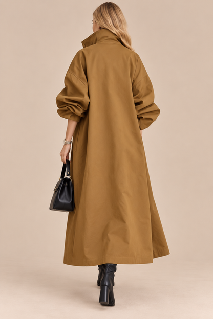 Rowena | Trenchcoat Damen mit Stehkragen und Bindegürtel