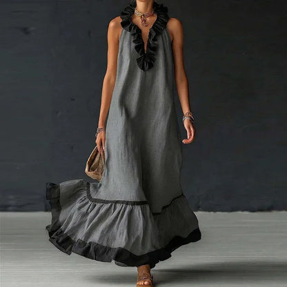 Ursina | Damen Elegantes Ärmelloses Rüschenkleid