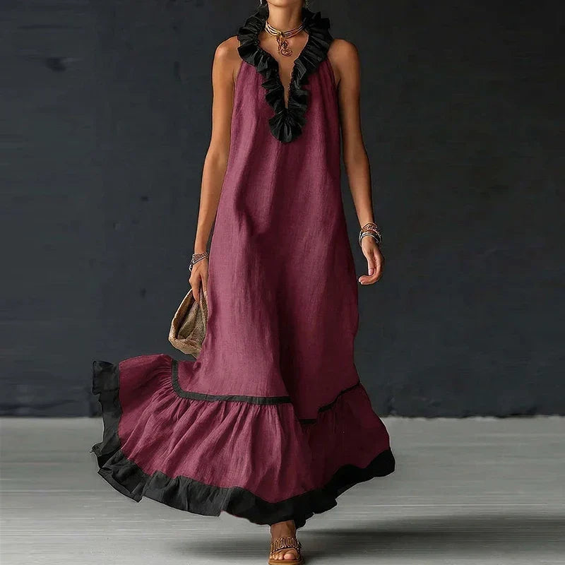 Ursina | Damen Elegantes Ärmelloses Rüschenkleid