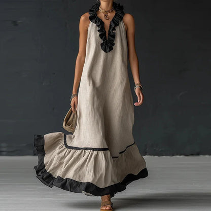 Ursina | Damen Elegantes Ärmelloses Rüschenkleid