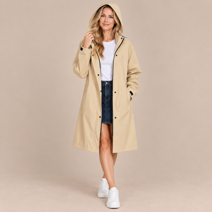 Sarah | Lange Regenjacke mit Kapuze