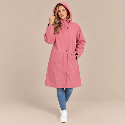 Sarah | Lange Regenjacke mit Kapuze