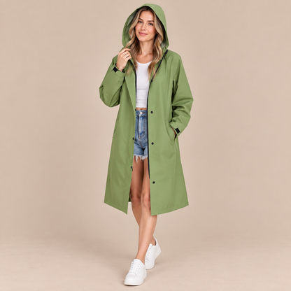 Sarah | Lange Regenjacke mit Kapuze