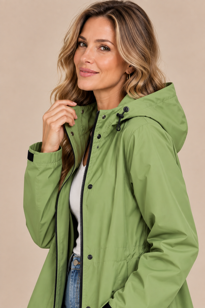 Sarah | Lange Regenjacke mit Kapuze