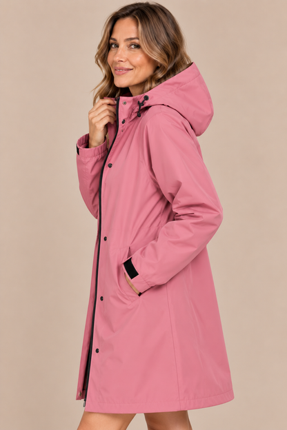 Sarah | Lange Regenjacke mit Kapuze