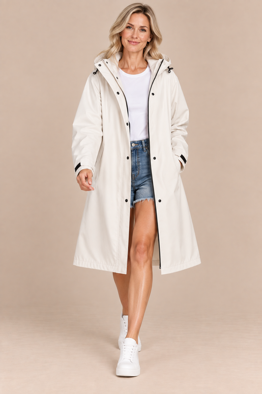 Sarah | Lange Regenjacke mit Kapuze
