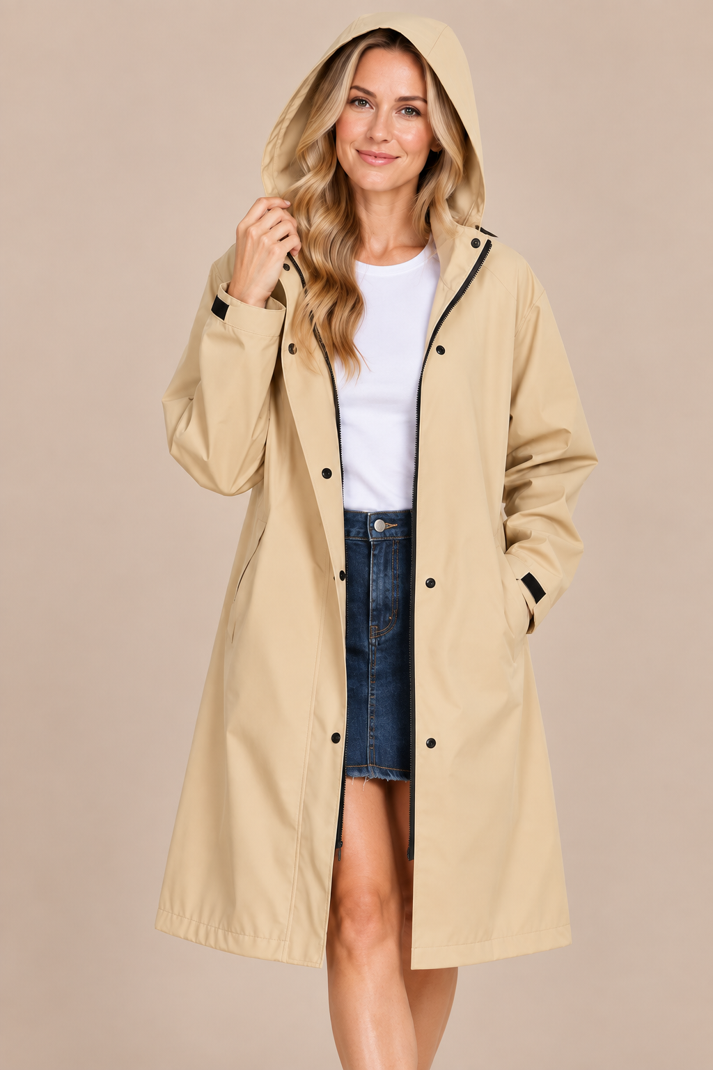 Sarah | Lange Regenjacke mit Kapuze