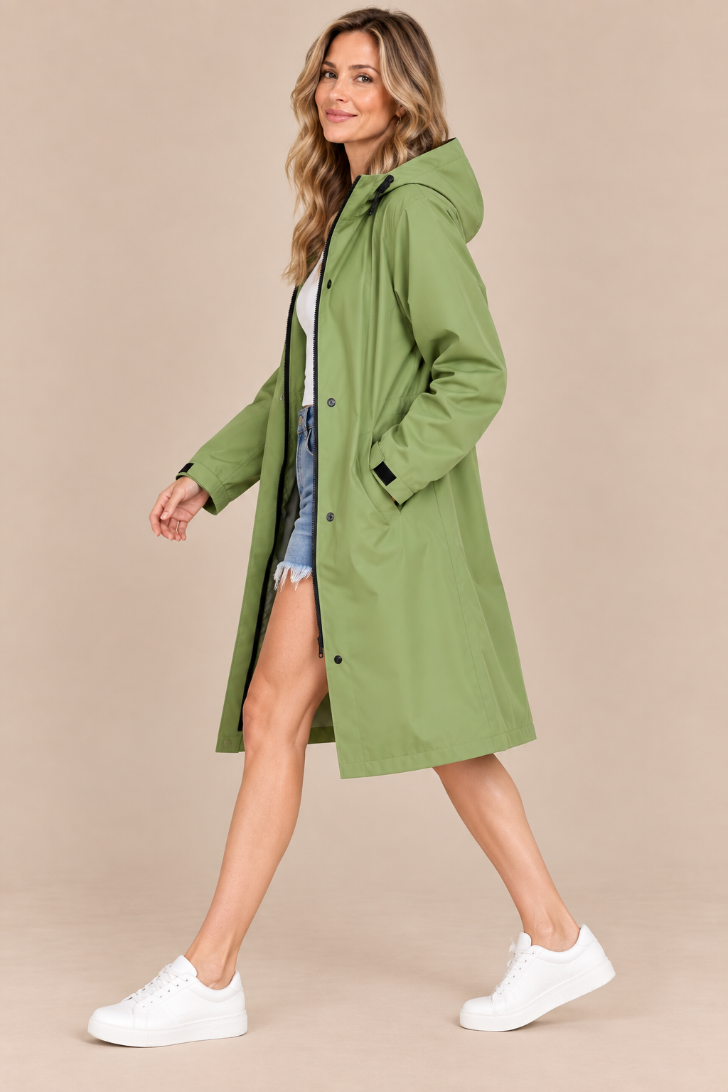 Sarah | Lange Regenjacke mit Kapuze