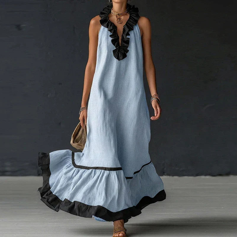 Ursina | Damen Elegantes Ärmelloses Rüschenkleid