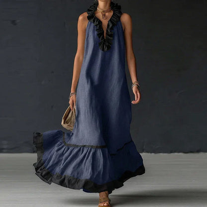 Ursina | Damen Elegantes Ärmelloses Rüschenkleid