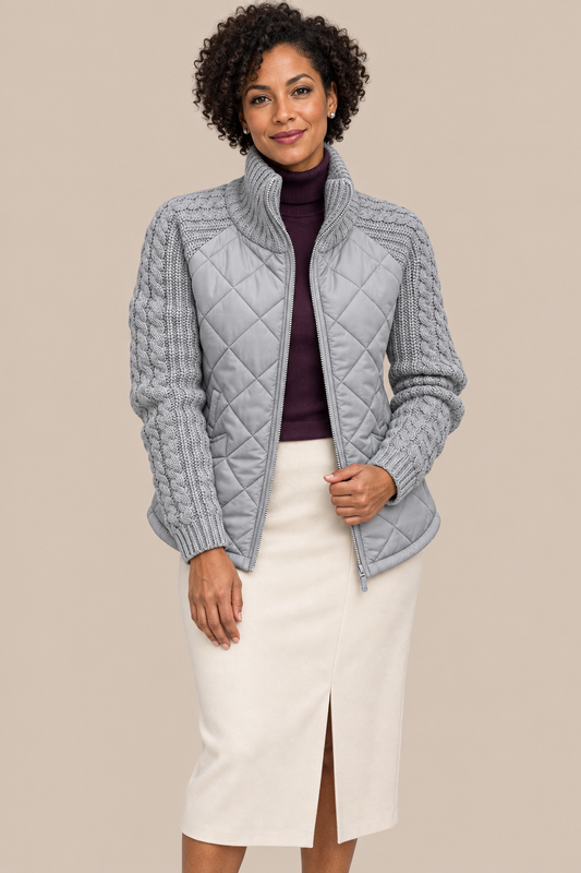 Seliane | Elegante Winter-Steppjacke für Damen mit Strickärmeln