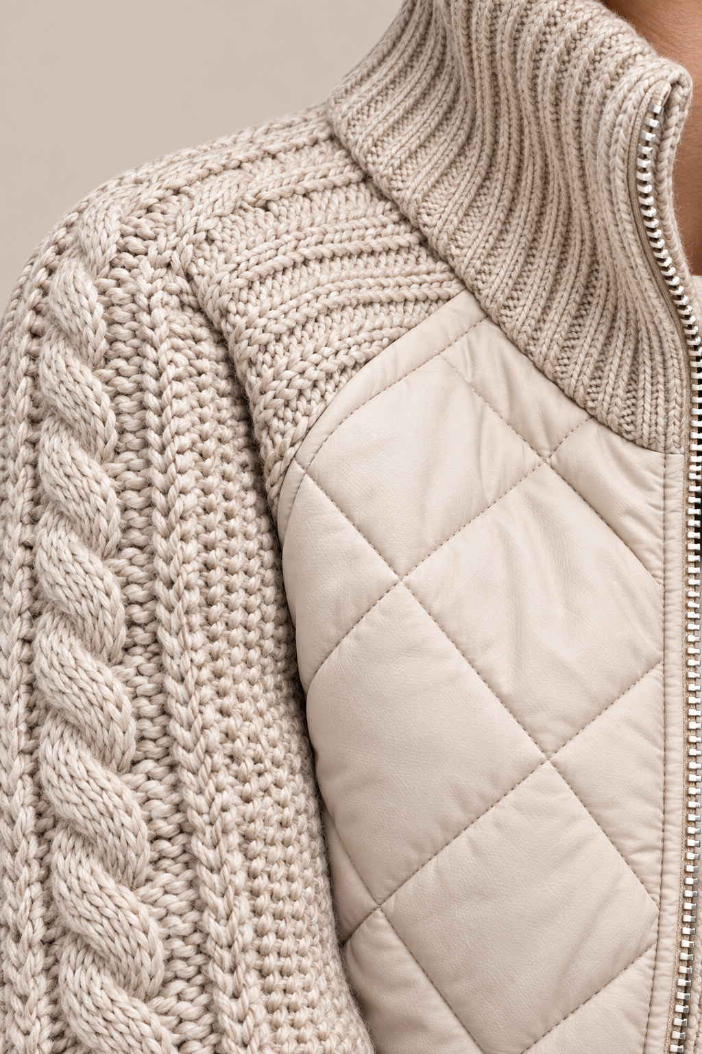 Seliane | Elegante Winter-Steppjacke für Damen mit Strickärmeln