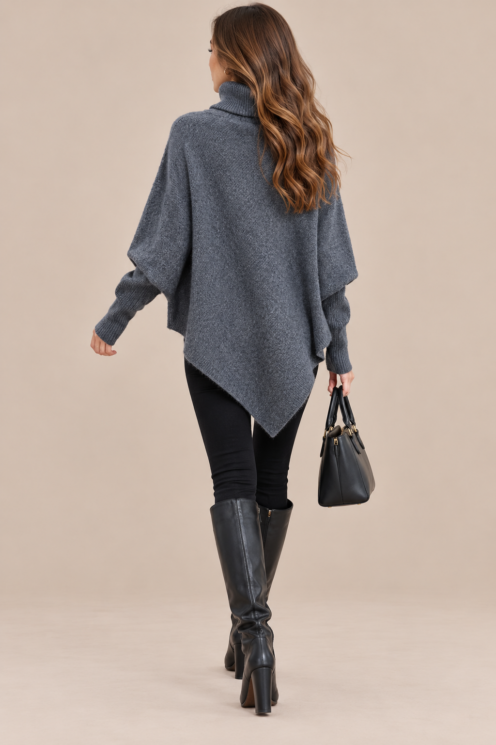 Sezet | Wollpullover Damen mit Rollkragen und asymmetrischem Saum