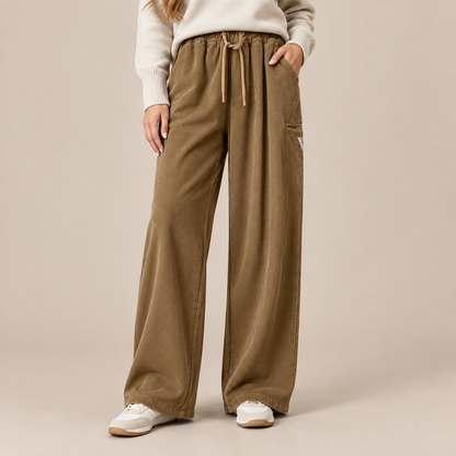 Shaznie | Cordhose Damen mit weitem Bein und Kordelzug