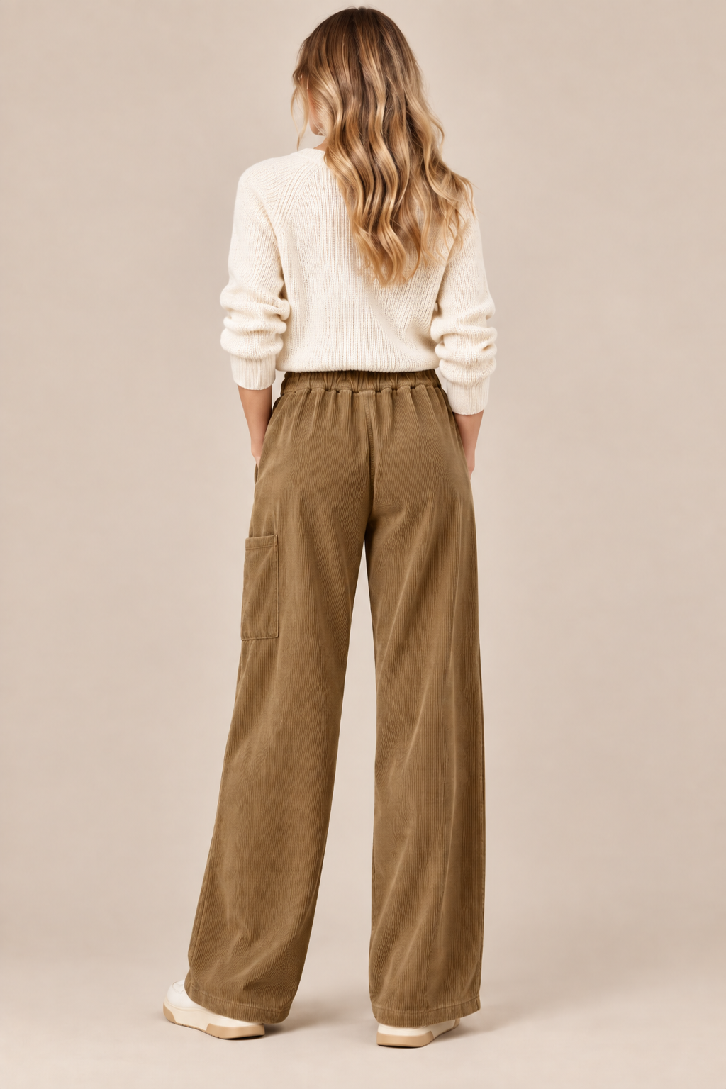 Shaznie | Cordhose Damen mit weitem Bein und Kordelzug