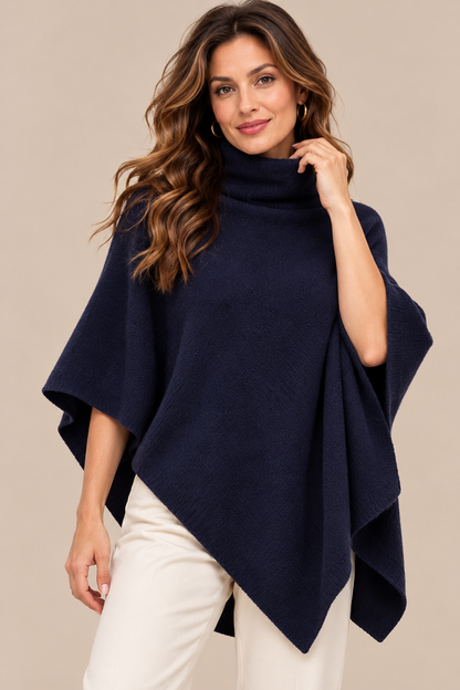Sherena | Wollpullover Damen im Poncho-Stil mit Rollkragen