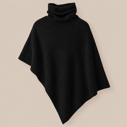 Sherena | Wollpullover Damen im Poncho-Stil mit Rollkragen
