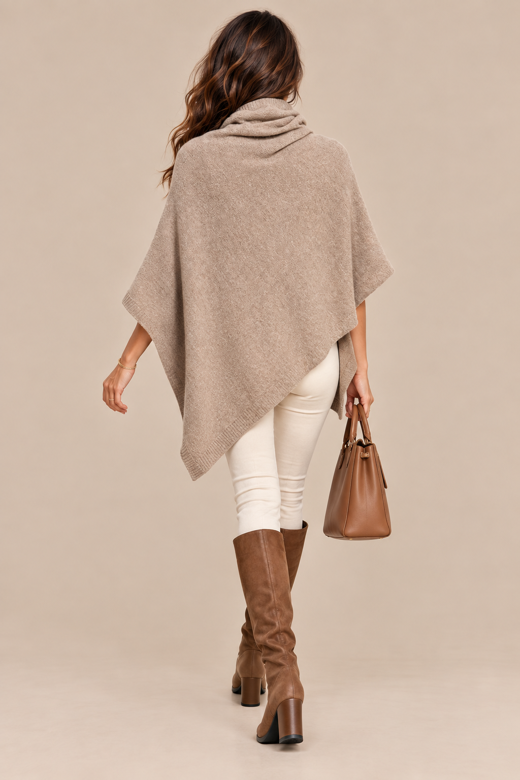 Sherena | Wollpullover Damen im Poncho-Stil mit Rollkragen