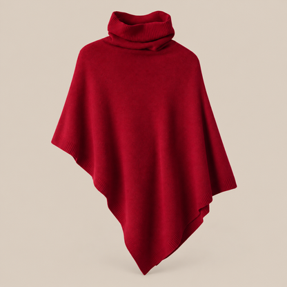 Sherena | Wollpullover Damen im Poncho-Stil mit Rollkragen