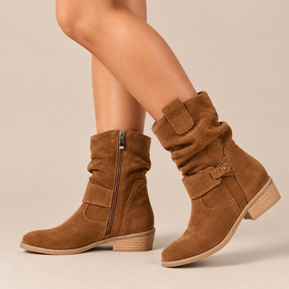 Sloucho | Flache Damenstiefel Mit Gerafftem Schaft