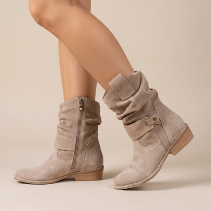 Sloucho | Flache Damenstiefel Mit Gerafftem Schaft