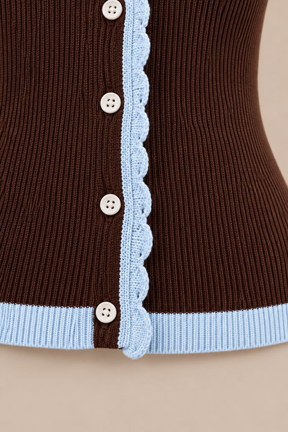 Sofia | Cardigan Damen Kurzarm mit Kontrastbesatz
