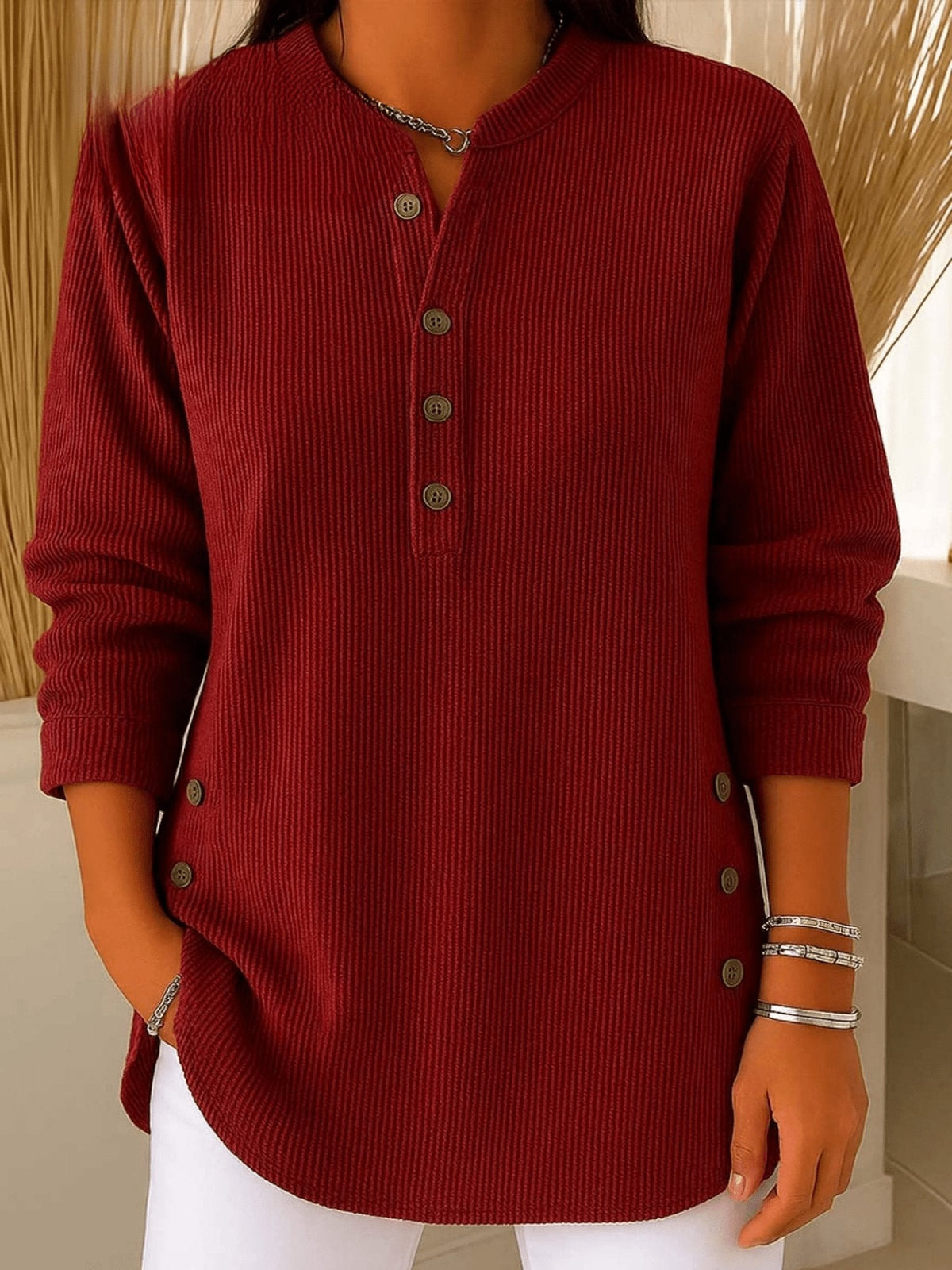 Valentina | Schickes und vielseitiges Henley Tunika Top