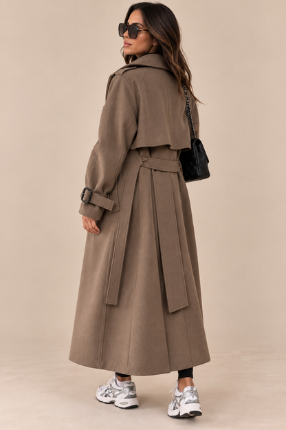 Solenne | Trenchcoat mit langem Schnitt und Taillengürtel