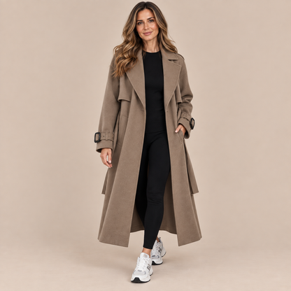 Solenne | Trenchcoat mit langem Schnitt und Taillengürtel