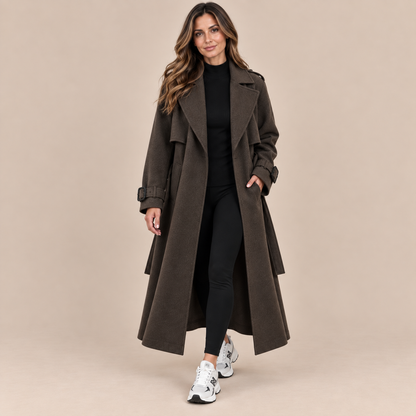 Solenne | Trenchcoat mit langem Schnitt und Taillengürtel